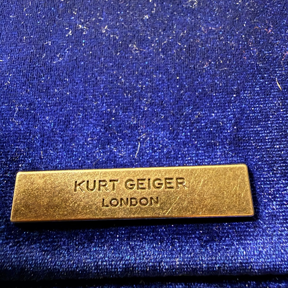 Kurt Geiger NWOT Elegant Blue Velvet Women's Crossbody Bag with Crystal Accents - Picture 2 of 16